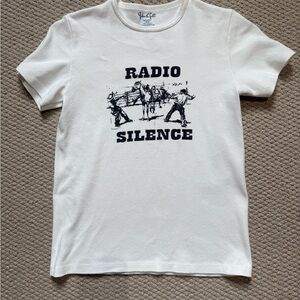 Brandy Melville John gault White Graphic T-Shirt Radio Silence cowboy